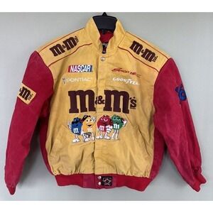 Vtg M&M NASCAR Racing Jacket JH Design Chase #36 Ernie Irvan Sz S-M Yellow Red‌‌